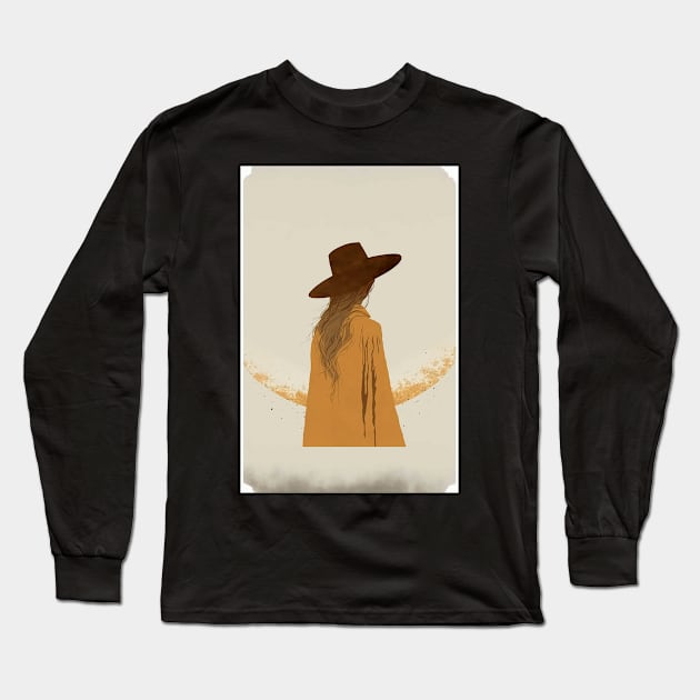 Minimalist Boho Art Aesthetic Artwork Female Bohemian Style Long Sleeve T-Shirt by PlimPlom